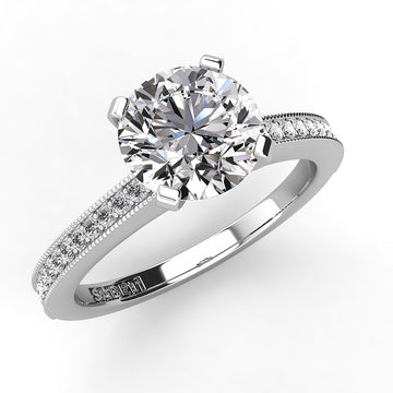 Round Diamond Engagement Ring Set .11ct with Milgrain